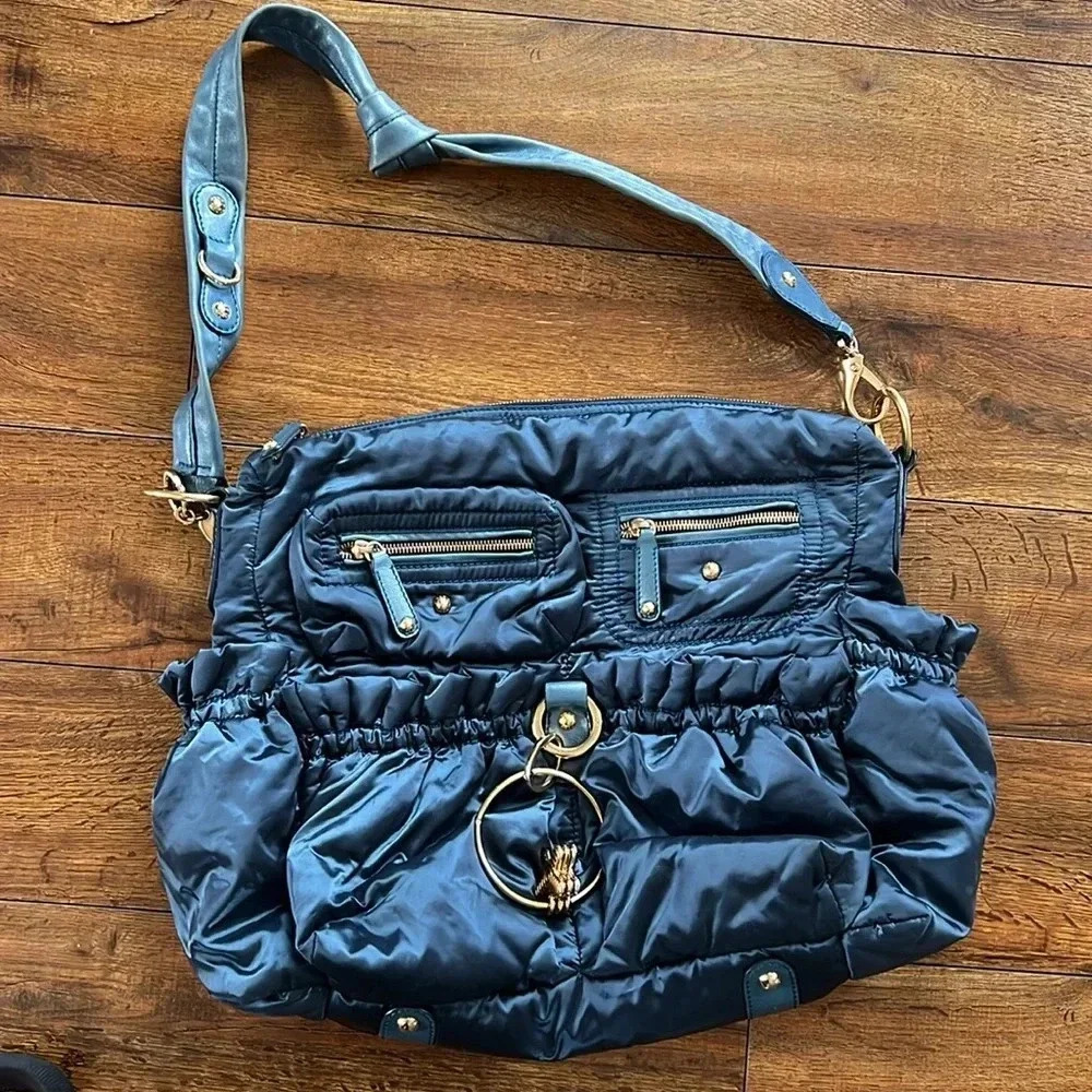 Authentic tod’s pashmy mummy satin diaper bag - hobo teal